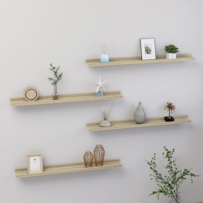 Étagères murales 4 pcs chêne sonoma 80x9x3 cm – Image 1