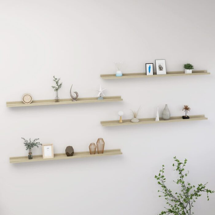 Étagères murales 4 pcs chêne sonoma 115x9x3 cm – Image 1