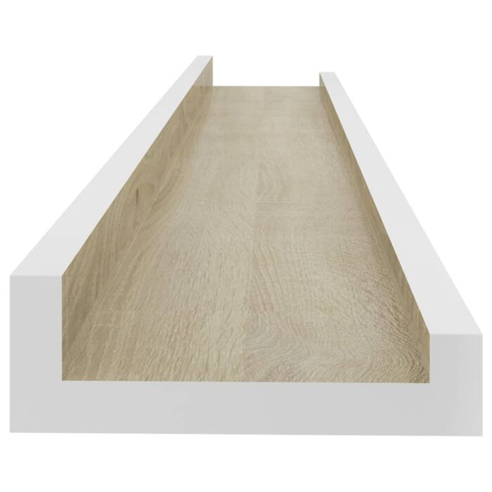 Étagères murales 4 pcs blanc et chêne sonoma 60x9x3 cm – Image 4