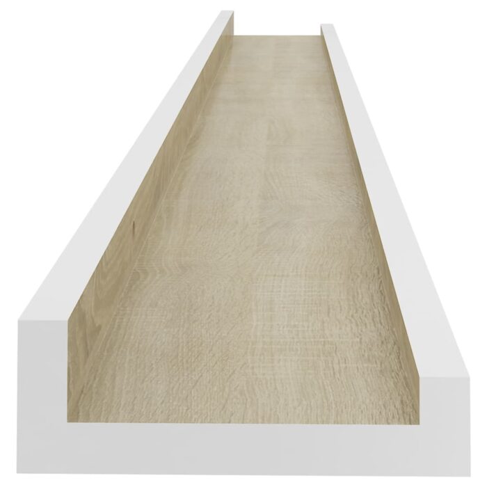 Étagères murales 4 pcs blanc et chêne sonoma 100x9x3 cm – Image 4