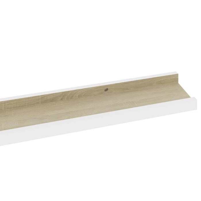 Étagères murales 4 pcs blanc et chêne sonoma 100x9x3 cm – Image 5