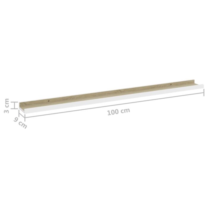 Étagères murales 4 pcs blanc et chêne sonoma 100x9x3 cm – Image 7