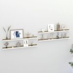 Étagères murales 4 pcs blanc et chêne sonoma 100x9x3 cm