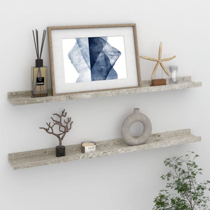 Étagères murales 2 pcs Gris béton 80x9x3 cm – Image 1