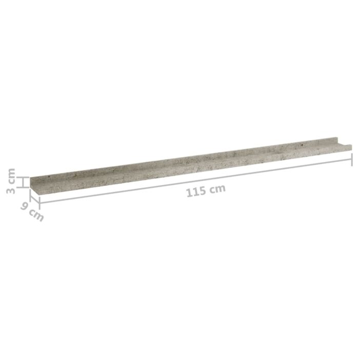 Étagères murales 4 pcs Gris béton 115x9x3 cm – Image 2