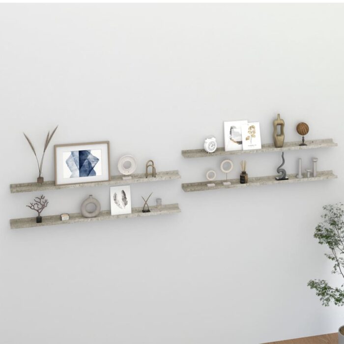 Étagères murales 4 pcs Gris béton 115x9x3 cm – Image 1
