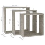 Étagères murales sous forme de cube 3 pcs Gris béton – Image 9