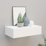 Étagère à tiroir murale Blanc 40x23,5x10 cm MDF