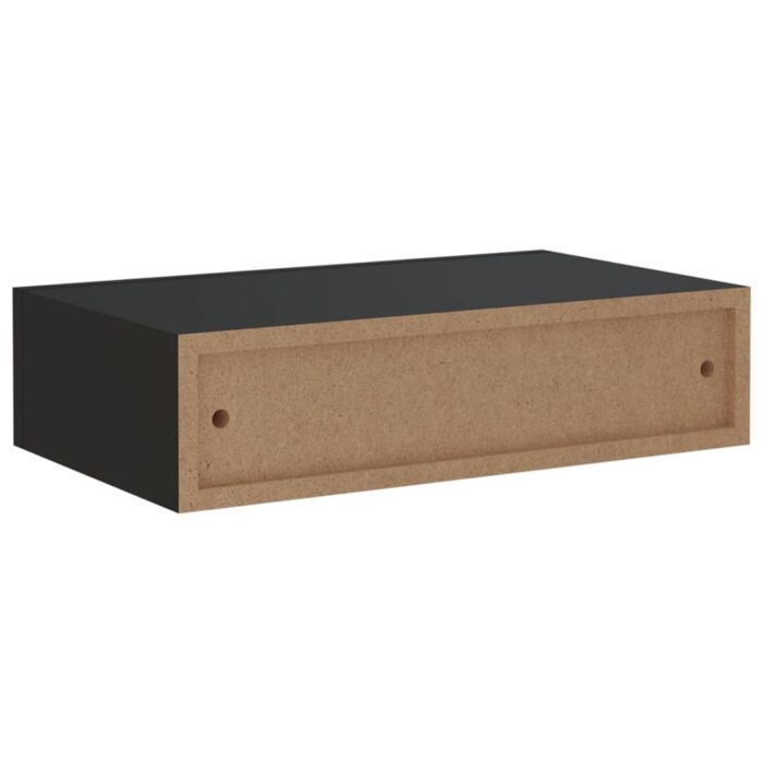 Étagère à tiroir murale noir 40x23,5x10 cm MDF – Image 5