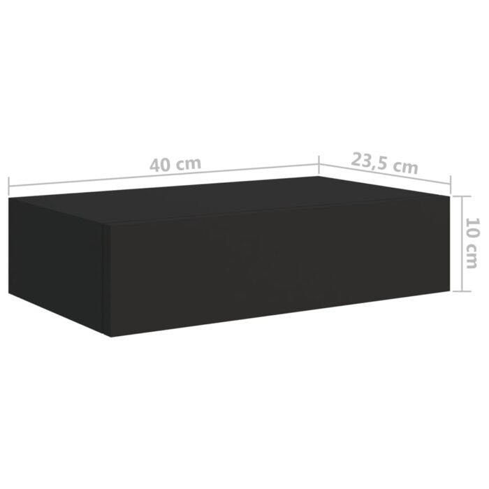 Étagères à tiroirs murales 2 pcs noir 40x23,5x10 cm MDF – Image 8