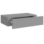 Étagère à tiroir murale gris 40x23,5x10 cm MDF – Image 4