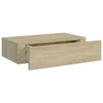 Étagère à tiroir murale chêne 40x23,5x10 cm MDF – Image 4