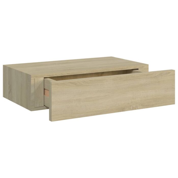 Étagère à tiroir murale chêne 40x23,5x10 cm MDF – Image 4