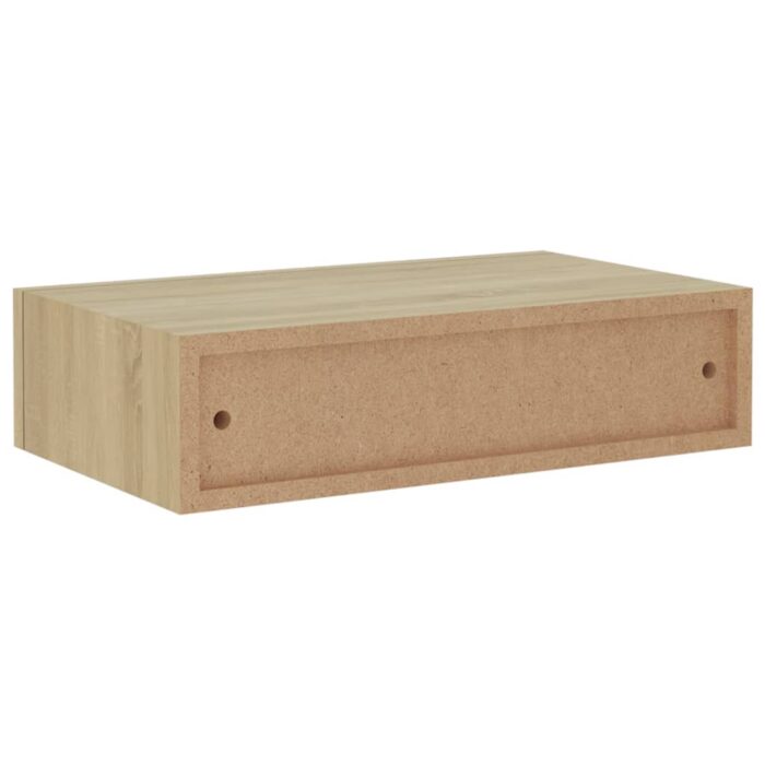 Étagère à tiroir murale chêne 40x23,5x10 cm MDF – Image 5