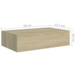 Étagère à tiroir murale chêne 40x23,5x10 cm MDF – Image 7