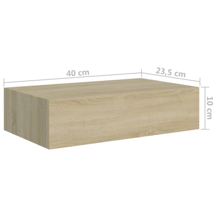 Étagère à tiroir murale chêne 40x23,5x10 cm MDF – Image 7