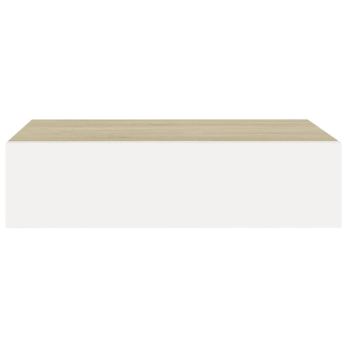 Étagères à tiroir murales 2 pcs Chêne et blanc 40x23,5x10cm MDF – Image 3