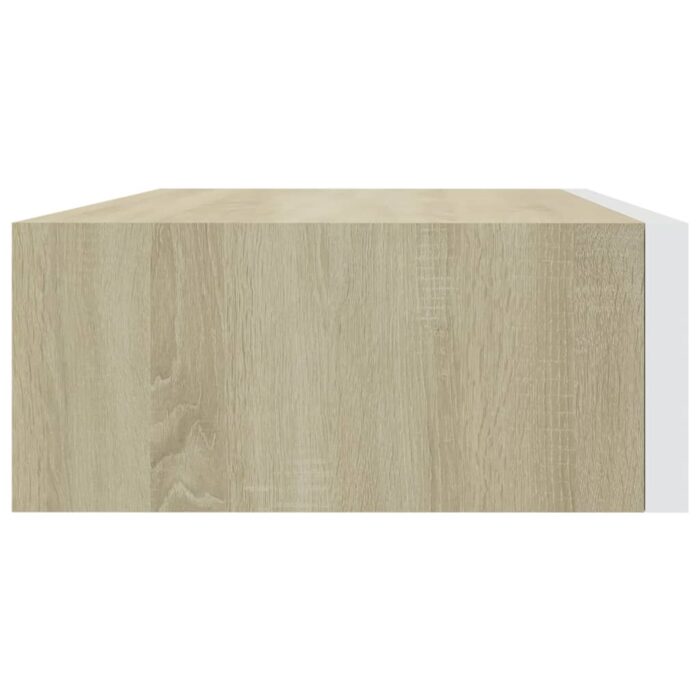 Étagères à tiroir murales 2 pcs Chêne et blanc 40x23,5x10cm MDF – Image 4