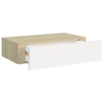 Étagères à tiroir murales 2 pcs Chêne et blanc 40x23,5x10cm MDF – Image 5