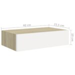 Étagères à tiroir murales 2 pcs Chêne et blanc 40x23,5x10cm MDF – Image 8