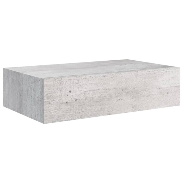 Étagères à tiroir murales 2 pcs Gris béton 40x23,5x10 cm MDF – Image 2