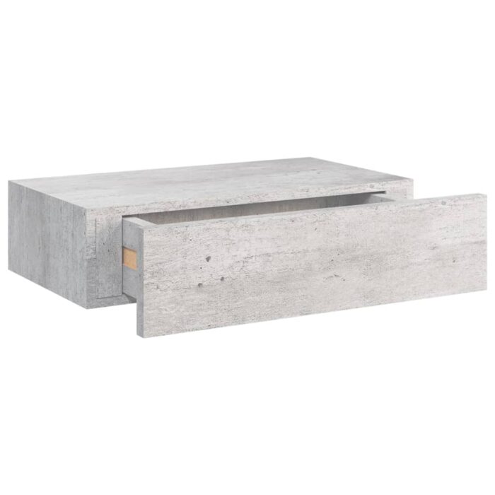 Étagères à tiroir murales 2 pcs Gris béton 40x23,5x10 cm MDF – Image 5