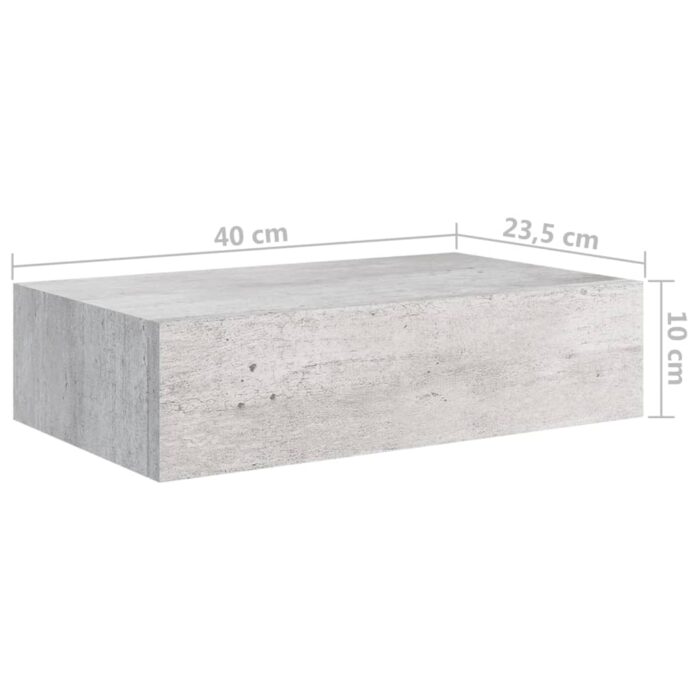Étagères à tiroir murales 2 pcs Gris béton 40x23,5x10 cm MDF – Image 8