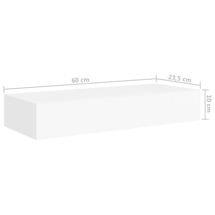 Étagères à tiroirs murales 2 pcs Blanc 60x23,5x10 cm MDF – Image 8