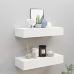 Étagères à tiroirs murales 2 pcs Blanc 60x23,5x10 cm MDF