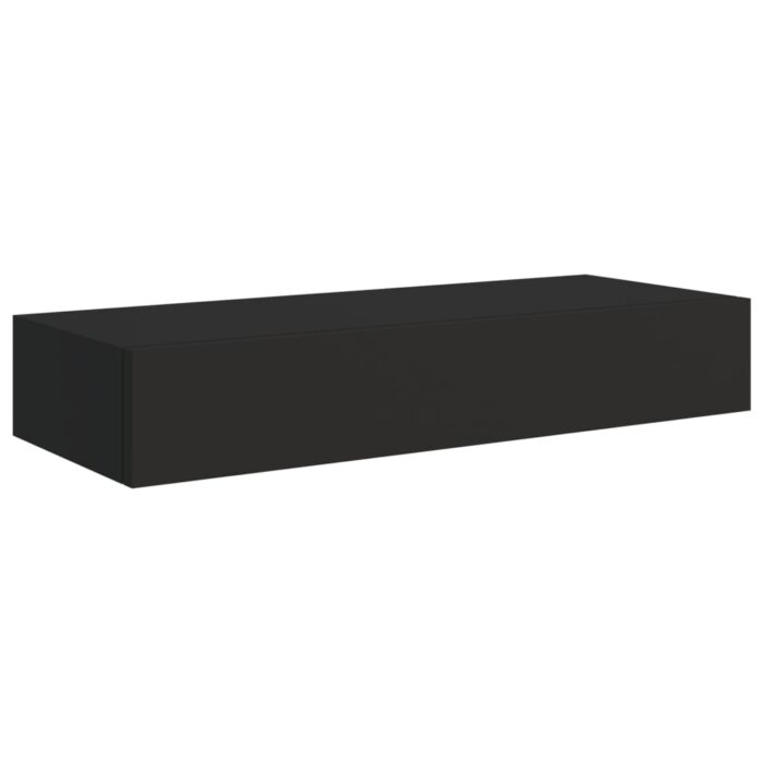Étagères à tiroirs murales 2 pcs Noir 60x23,5x10 cm MDF – Image 2