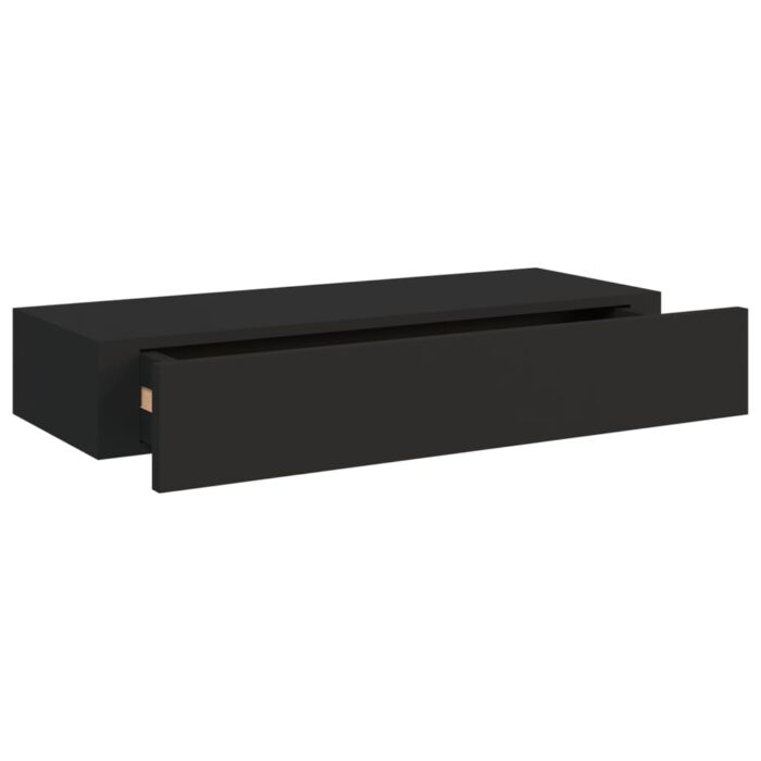 Étagères à tiroirs murales 2 pcs Noir 60x23,5x10 cm MDF – Image 6