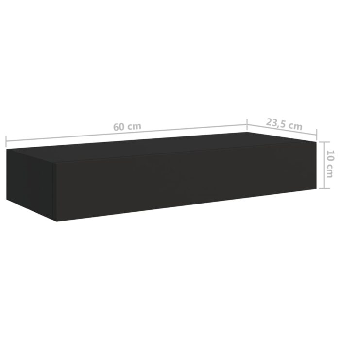 Étagères à tiroirs murales 2 pcs Noir 60x23,5x10 cm MDF – Image 8
