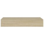 Étagère à tiroir murale chêne 60x23,5x10 cm MDF – Image 2