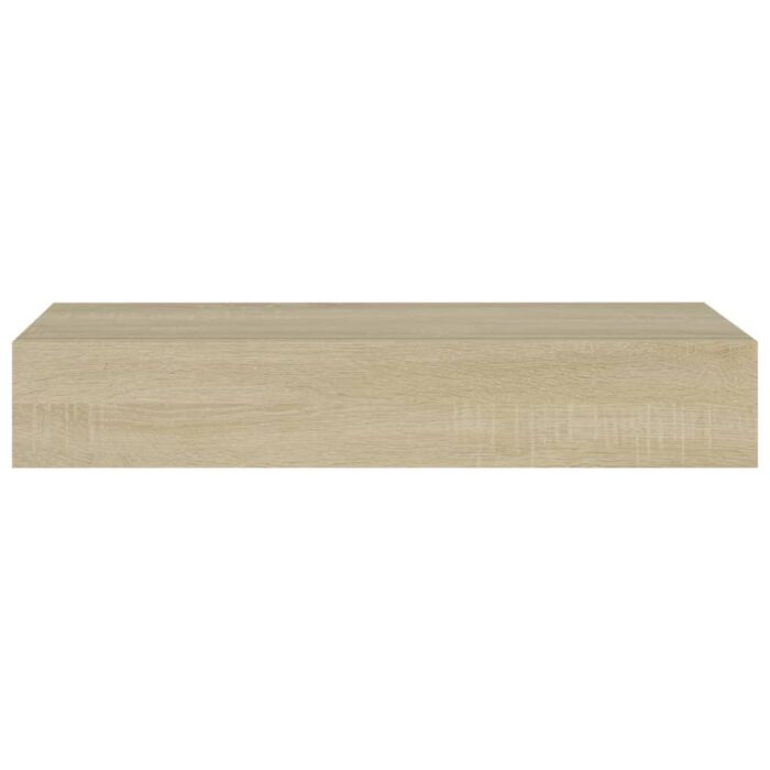 Étagère à tiroir murale chêne 60x23,5x10 cm MDF – Image 2