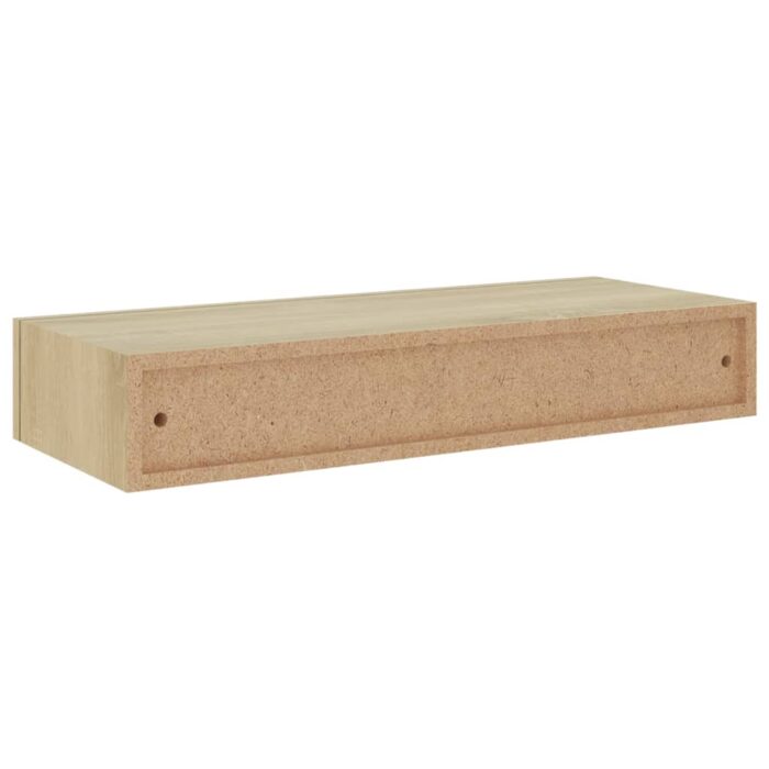 Étagère à tiroir murale chêne 60x23,5x10 cm MDF – Image 4