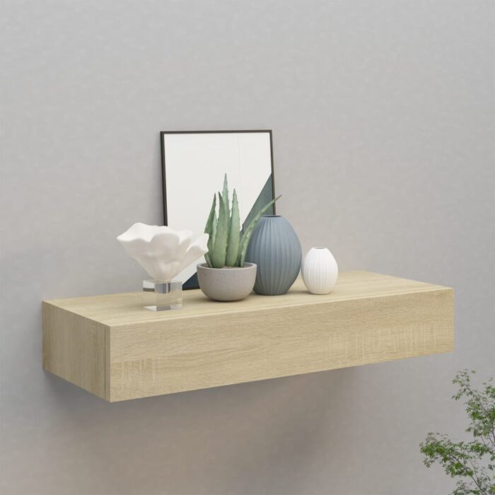VXL8720286418864_m_en_hd_1.jpg Étagère à tiroir murale chêne 60x23,5x10 cm MDF – Image 1