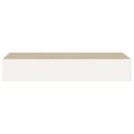 Étagères à tiroir murales 2 pcs Chêne et blanc 60x23,5x10cm MDF – Image 3