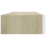 Étagères à tiroir murales 2 pcs Chêne et blanc 60x23,5x10cm MDF – Image 4