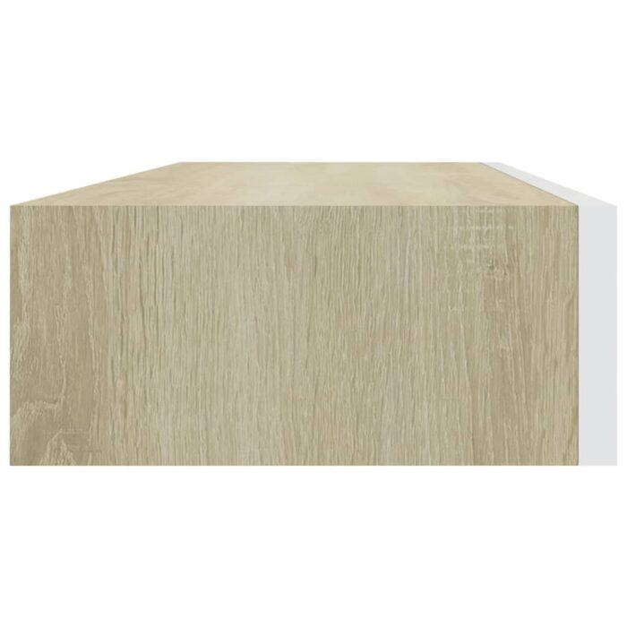 Étagères à tiroir murales 2 pcs Chêne et blanc 60x23,5x10cm MDF – Image 4
