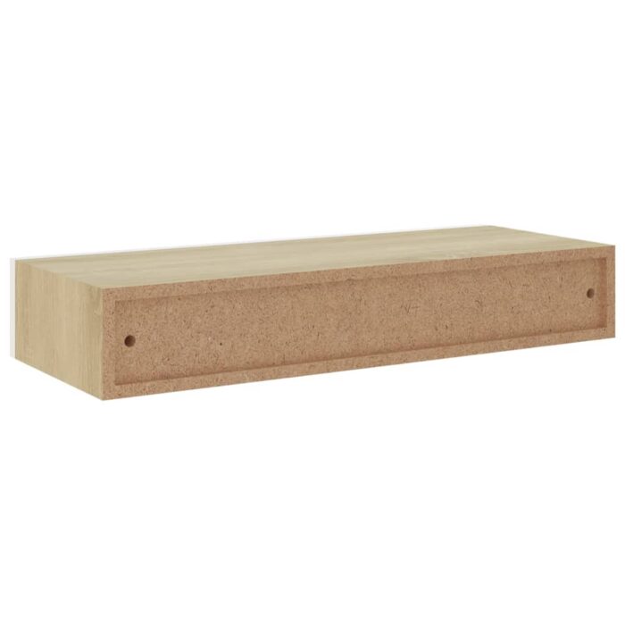 Étagères à tiroir murales 2 pcs Chêne et blanc 60x23,5x10cm MDF – Image 5