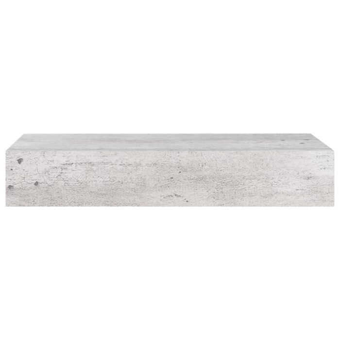 Étagère à tiroir murale Gris béton 60x23,5x10 cm MDF – Image 2