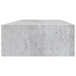 Étagère à tiroir murale Gris béton 60x23,5x10 cm MDF – Image 3