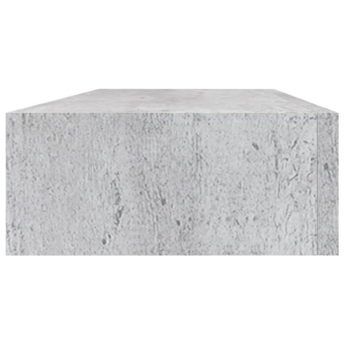 Étagère à tiroir murale Gris béton 60x23,5x10 cm MDF – Image 3