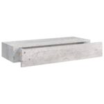 Étagère à tiroir murale Gris béton 60x23,5x10 cm MDF – Image 5