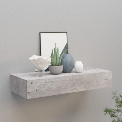 Étagère à tiroir murale Gris béton 60x23,5x10 cm MDF