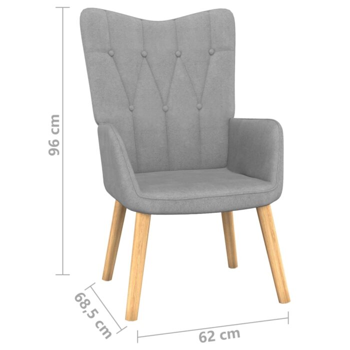 Chaise de relaxation avec tabouret Gris clair Tissu – Image 10