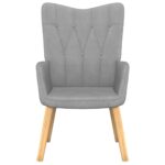 Chaise de relaxation avec tabouret Gris clair Tissu – Image 2
