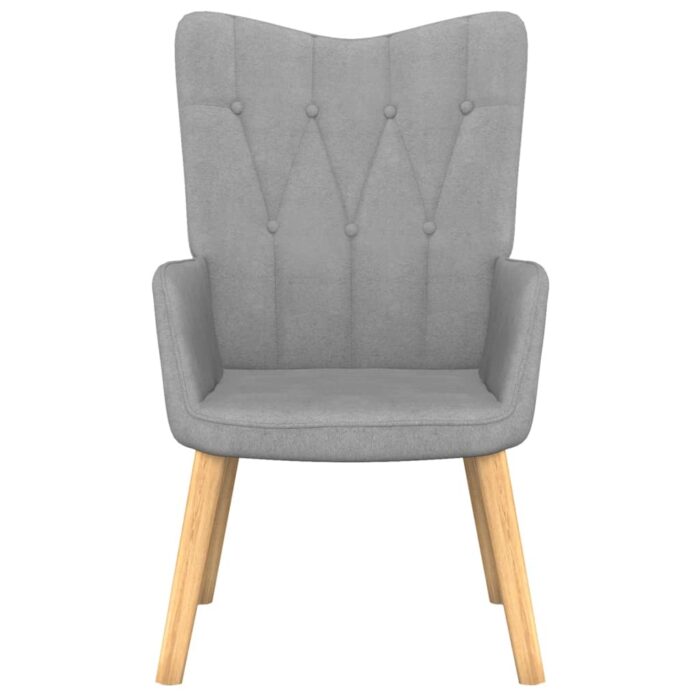 Chaise de relaxation avec tabouret Gris clair Tissu – Image 2