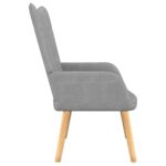 Chaise de relaxation avec tabouret Gris clair Tissu – Image 3