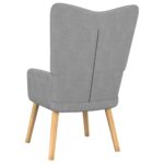 Chaise de relaxation avec tabouret Gris clair Tissu – Image 4